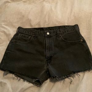 Black Levi distressed shorts